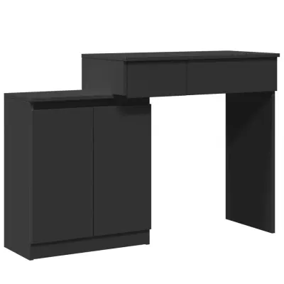 vidaXL Toaletna mizica z LED lučkami črna 115x37x110,5 cm