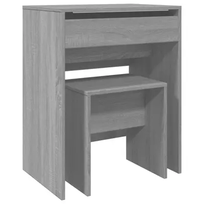 vidaXL Toaletna mizica in stolček siva sonoma 60x40x113,5 cm