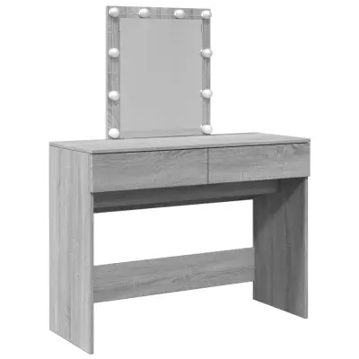 vidaXL Toaletna mizica z ogledalom siva sonoma 100x40x130 cm