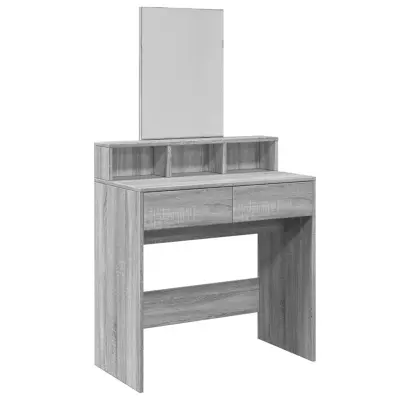 vidaXL Toaletna mizica z ogledalom siva sonoma 80x41x144,5 cm