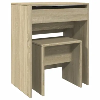 vidaXL Toaletna mizica in stolček sonoma hrast 60x40x113,5 cm