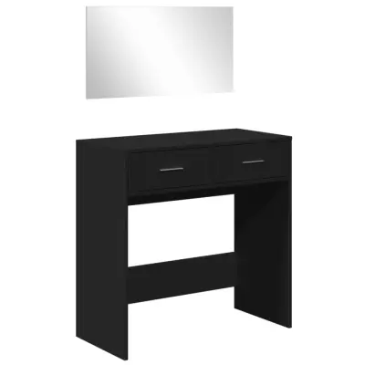 vidaXL Toaletna mizica z ogledalom črna 80x39x80 cm