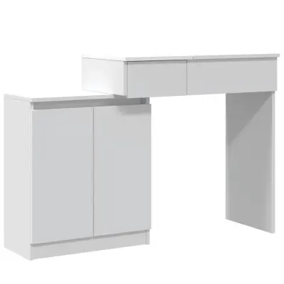 vidaXL Toaletna mizica z LED lučkami bela 115x37x110,5 cm