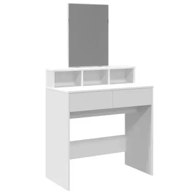 vidaXL Toaletna mizica z ogledalom bela 80x41x144,5 cm