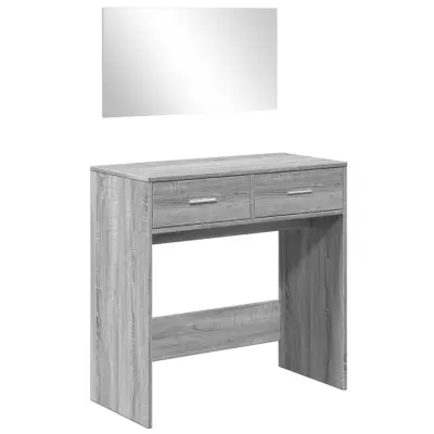vidaXL Toaletna mizica z ogledalom siva sonoma 80x39x80 cm
