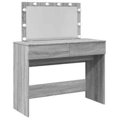 vidaXL Toaletna mizica z ogledalom siva sonoma 100x40x120 cm