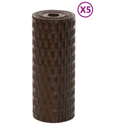vidaXL Balkonsko platno 5 kosov rjavo in črno 255x19 cm poli ratan