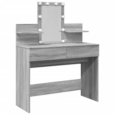 vidaXL Toaletna mizica z ogledalom siva sonoma 100x40x130 cm