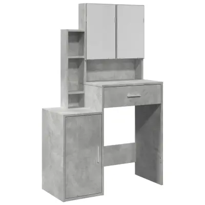 vidaXL Toaletna mizica z omarico betonsko siva 80x35x132 cm