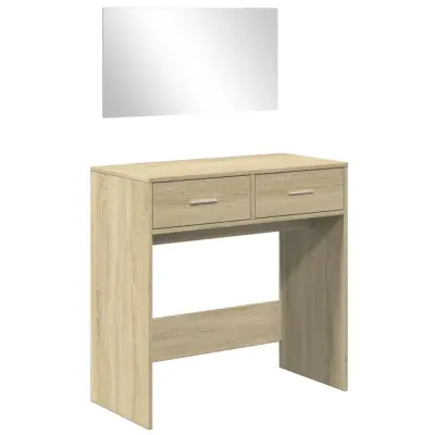vidaXL Toaletna mizica z ogledalom sonoma hrast 80x39x80 cm