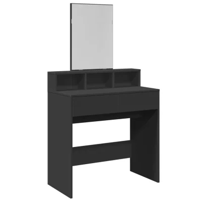 vidaXL Toaletna mizica z ogledalom črna 80x41x144,5 cm