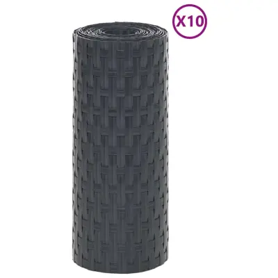 vidaXL Balkonsko platno 10 kosov antracit 255x19 cm poli ratan