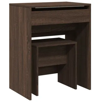 vidaXL Toaletna mizica in stolček rjava hrast 60x40x113,5 cm