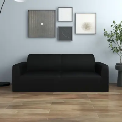 The Living Store Raztegljiva prevleka za kavč dvosed črn poliester jersey - Prevleka Za Kavč