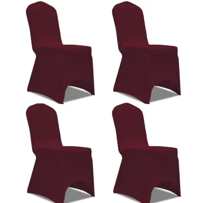 The Living Store Raztegljiva Prevleka za Stol 4 kosi Bordo - Prevleka Za Stol
