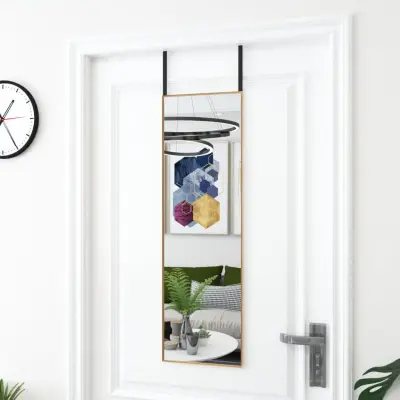 The Living Store Ogledalo za vrata zlato 30x100 cm steklo in aluminij - Ogledalo Za Vrata