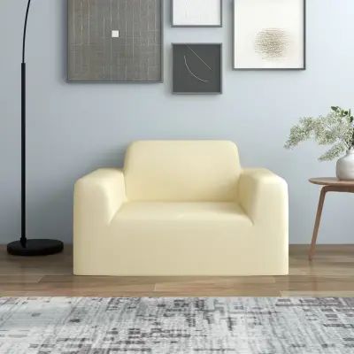 The Living Store Raztegljiva prevleka za kavč krem poliester jersey - Prevleka Za Kavč