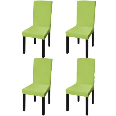 The Living Store Ravne raztegljive prevleke za stole 4 kosi zelene - Prevleka Za Stol