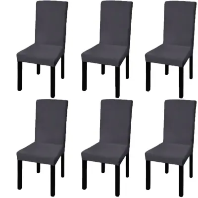 The Living Store Ravne raztegljive prevleke za stole 6 kosov antracitne - Prevleka Za Stol