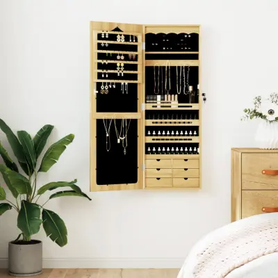 The Living Store Omarica za nakit z ogledalom stenska 37,5x10x106 cm - Omarica Za Nakit Z Ogledalom