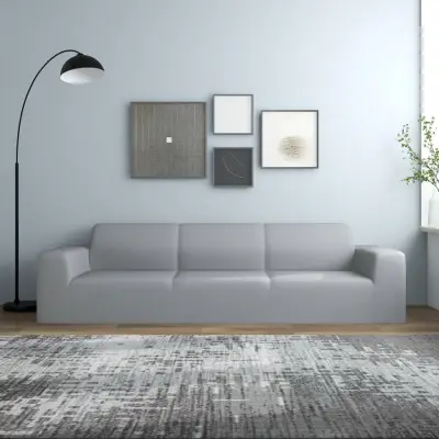 The Living Store Raztegljiva prevleka za kavč štirised siva poliester jersey - Prevleka Za Kavč