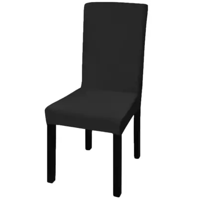 The Living Store Ravne raztegljive prevleke za stole 6 kosov črne - Prevleka