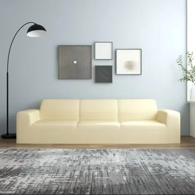 The Living Store Raztegljiva prevleka za kavč Štirised krem poliester jersey - Prevleka Za Kavč