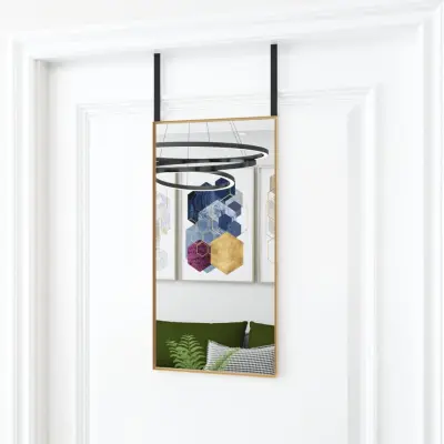 The Living Store Ogledalo za vrata zlato 30x60 cm steklo in aluminij - Ogledalo Za Vrata