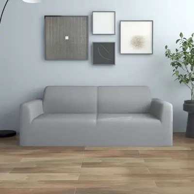 The Living Store Raztegljiva prevleka za kavč dvosed siva poliester jersey - Prevleka Za Kavč