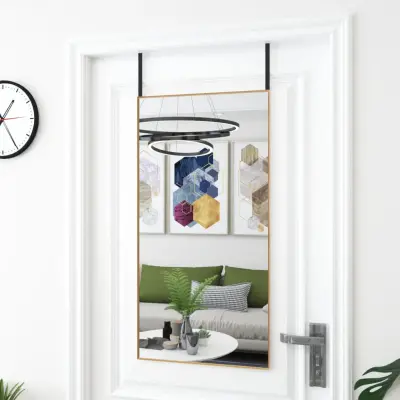 The Living Store Ogledalo za vrata zlato 50x100 cm steklo in aluminij - Ogledalo Za Vrata