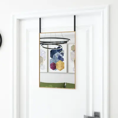 The Living Store Ogledalo za vrata zlato 40x60 cm steklo in aluminij - Ogledalo Za Vrata