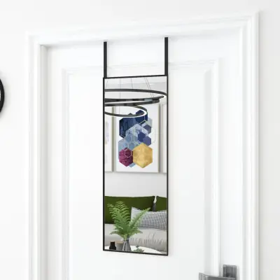 The Living Store Ogledalo za vrata črno 30x80 cm steklo in aluminij - Ogledalo Za Vrata
