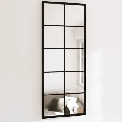 The Living Store Stensko ogledalo 2 kosa črno 100x40 cm kovinsko - Stensko Ogledalo
