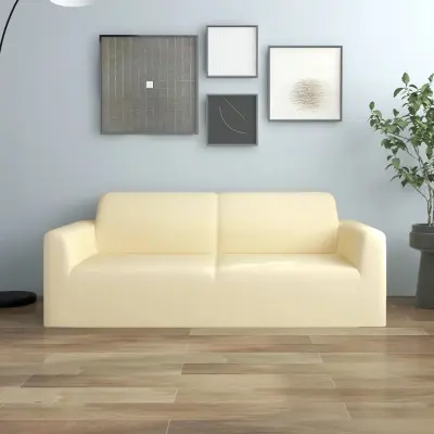 The Living Store Raztegljiva prevleka za kavč krem poliester jersey - Prevleka Za Kavč