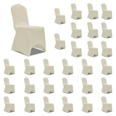The Living Store Prevleka za stol raztegljiva krem 30 kosov - Prevleka Za Stol