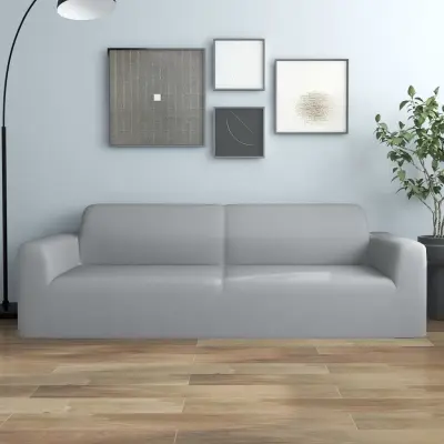 The Living Store Raztegljiva prevleka za trosed siva poliester jersey - Prevleka Za Kavč