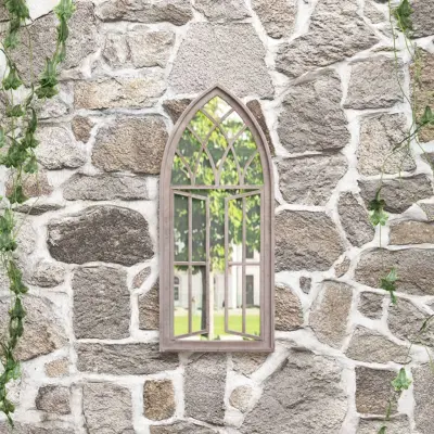 The Living Store Vrtno ogledalo peščeno 70x30 cm železno za zunanjo uporabo - Vrtno Ogledalo