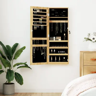 The Living Store Omarica za nakit z ogledalom stenska 37,5x10x106 cm - Omarica Za Nakit Z Ogledalom