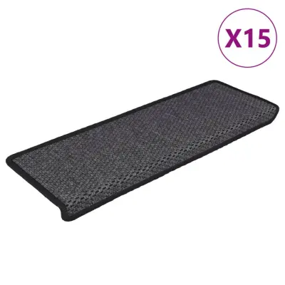 The Living Store Samolepilne preproge za stopnice sisal 15kosov 65x21x4cm antra. - Preproga Za Stopnice