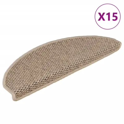 The Living Store Samolepilne preproge za stopnice sisal 15 kosov 65x21x4 peščene - Preproga Za Stopnice