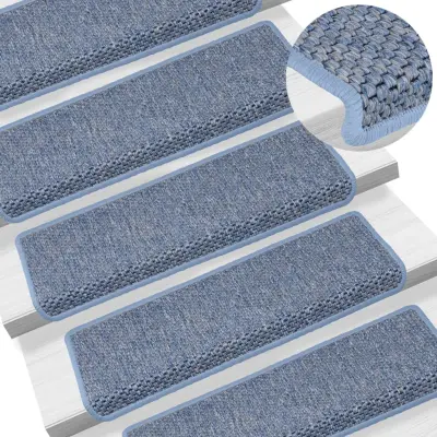 The Living Store Samolepilne preproge za stopnice sisal 15 kosov 65x21x4cm modre - Preproga Za Stopnice