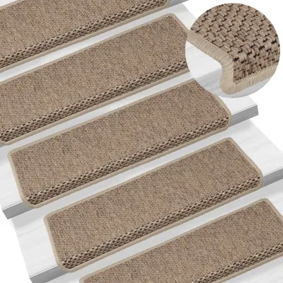The Living Store Samolepilne preproge za stopnice sisal 15 kosov 65x21x4 peščene - Preproga Za Stopnice