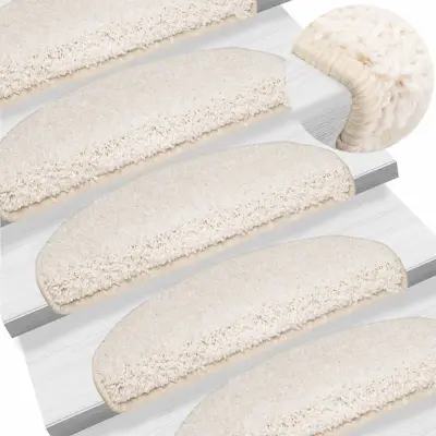 The Living Store Preproge za stopnice 15 kosov 65x21x4 cm bele - Preproga Za Stopnice