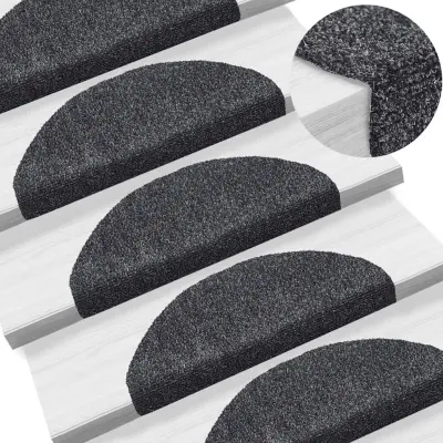 The Living Store Samolepilne preproge za stopnice 5 kosov temno sive 65x21x4 cm - Preproga Za Stopnice