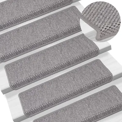 The Living Store Samolepilne preproge za stopnice sisal 15 kosov 65x21x4 srebrne - Preproga Za Stopnice