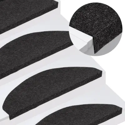 The Living Store Samolepilne preproge za stopnice 15 kosov 65x22,5x3,5 cm črne - Preproga Za Stopnice