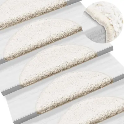 The Living Store Preproge za stopnice 15 kosov 56x17x3 cm bele - Preproga Za Stopnice