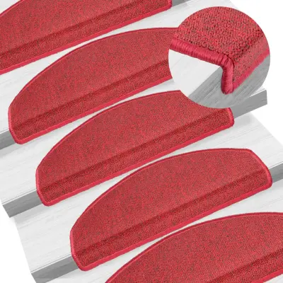 The Living Store Preproge za stopnice 15 kosov 65x24x4 cm bordo - Preproga Za Stopnice