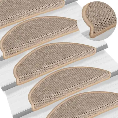 The Living Store Samolepilne preproge za stopnice sisal 15 kosov 56x17x3 cm bež - Preproga Za Stopnice