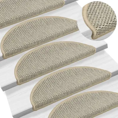 The Living Store Samolepilne preproge za stopnice sisal 15 kosov 56x17x3 cm sive - Preproga Za Stopnice